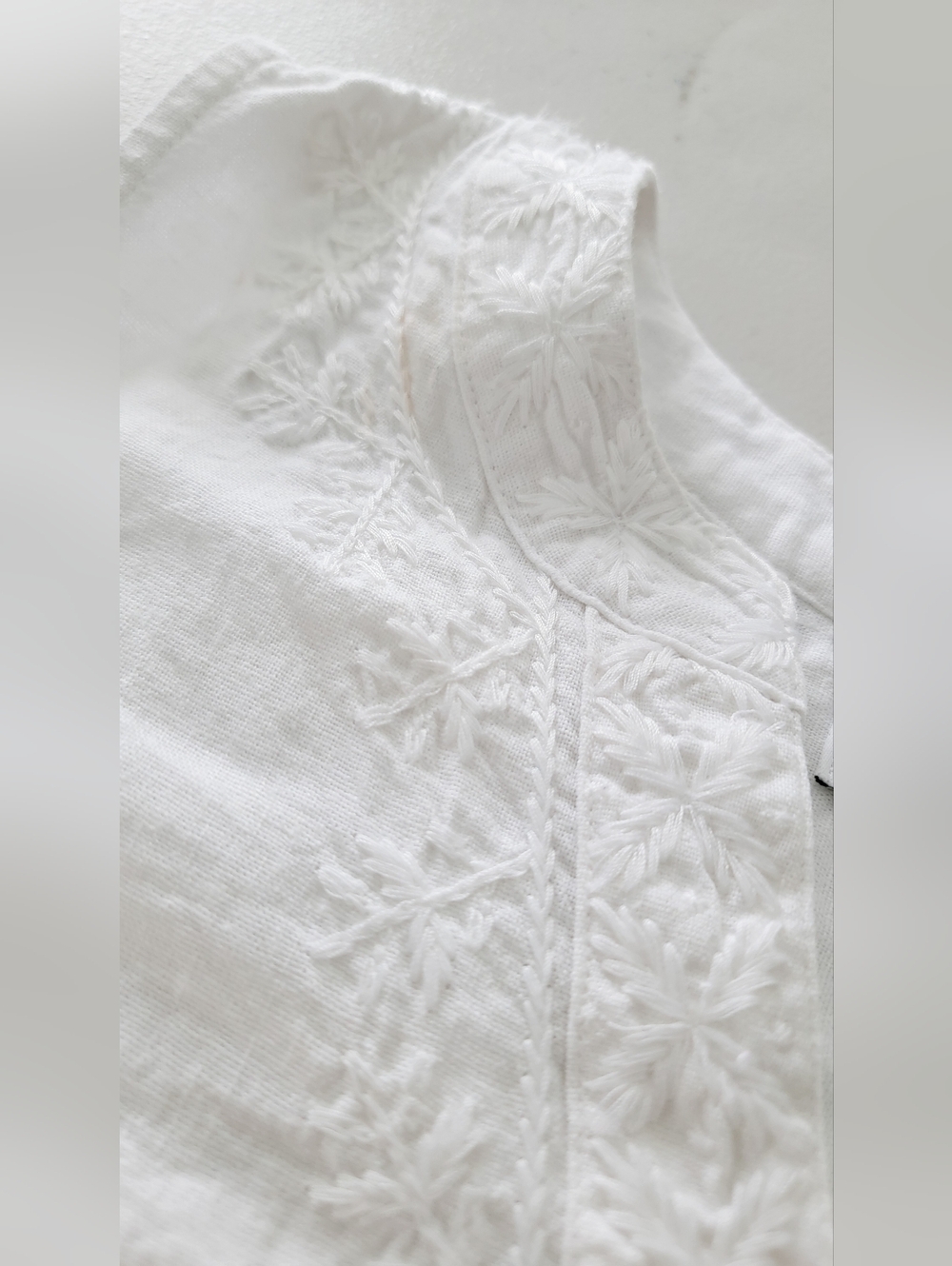 Croft & Barrow White Embroidered Linen Blend Tank Top Dress Size Large - Picture 7 of 9